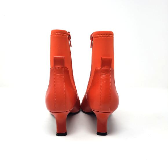 Caverley Romi Pointed Toe Leather Ankle Heeled Boots Bright Red Size 38 US 7 - Picture 6 of 9